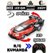 Yıldırım Oyuncak Uzaktan Kumandalı R/c LED Işıklı Drift Özellikli Hızlı Sport Tasarımlı Bugatti Yarış Arabası - Kırmızı