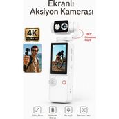 Yms 4K Hd Taşınabilir Vlog Spor ve Aksiyon Kamerası 2.0" Döndürülebilir IPS Ekran Gimbal Kamera - Beyaz