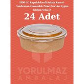 Yorulmaz Ambalaj 1100 cc Kapaklı Kraft Salata Kasesi – Sızdırmaz, Dayanıklı, Paket Servise Uygun Kullan At Kase (24 Adet)