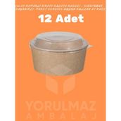 Yorulmaz Ambalaj 550 cc Kapaklı Kraft Salata Kasesi – Sızdırmaz, Dayanıklı, Paket Servise Uygun Kullan At Kase (12 Adet)