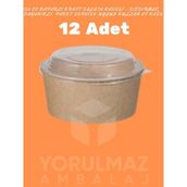 Yorulmaz Ambalaj 750 cc Kapaklı Kraft Salata Kasesi – Sızdırmaz, Dayanıklı, Paket Servise Uygun Kullan At Kase (12 Adet)