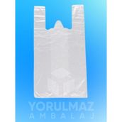 Yorulmaz Ambalaj Doku Şeffaf Orijinal Atlet Poşet Büyük Boy 30×45 cm – Kalın & Dayanıklı Market-Manav Poşeti | 1 kg - Şeffaf - Beyaz