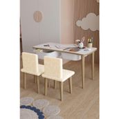 Yüceer Home Montessori Yumşak Kumaşlı Çocuk Masası Oyun Masası Aktivite Masası 2 Adet Welsoft Sandalyeli