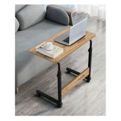 Yükseklik Ayarlı Laptop Sehpası ve Çalışma Masası - Atlantik Çam (Tekerli) 70x40 Oval Kenar