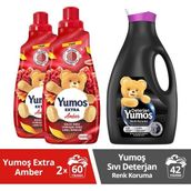 Yumoş Çamaşır Yumuşatıcı Amber 2ADET + Yumoş Sıvı Deterjan Siyah 1ADET - 118 ml