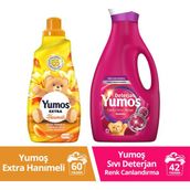 Yumoş Çamaşır Yumuşatıcısı Hanımeli 1440 mlx1 + Yumoş Sıvı Bakım Deterjanı Renkli Giysiler 2520 ml x1