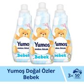 Yumoş Doğal Özler Bebek Kokusuz Konsantre Çamaşır Yumuşatıcı 1200 ml 50 Yıkama 3'lü Set - 1,2 lt