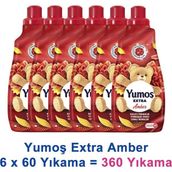 Yumoş Extra Konsantre Çamaşır Yumuşatıcısı Amber 1440 ml 60 Yıkama x 6 Adet - 8,64 lt