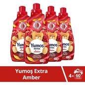 Yumoş Extra Konsantre Çamaşır Yumuşatıcısı Amber 1440 ml Soft Koku 60 Yıkama 4'lü Set - 1,44 lt
