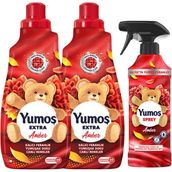 Yumoş Extra Konsantre Çamaşır Yumuşatıcısı Amber 1440 ml X2 + Yumoş Sprey Amber 450 ml X1 - 1,44 lt