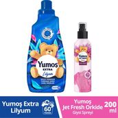Yumoş Jet Fresh Giysi Spreyi Orkide 200 ml x1+Yumoş Yumuşatıcısı Extra Konsantre Lilyum 1440 ml x1 - 1,2 lt