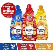 Yumoş Yumuşatıcı 1,44 lt Amber, Lilyum ve Hanımeli Kokuları ile 60 Yıkama İçin Kalıcı Koku