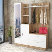 Yurudesign 1351429 Çam-Beyaz Wisdom Vestiyer Aynalı Portmanto