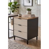 Yurudesign Motto 52x45 cm 3 Çekmeceli Ofis Keson Komodin Metal Ayaklı Sepet-Kumsal-Antrasit MT3-CSA