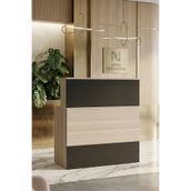 Yurudesign Vario H Ofis Karşılama Bankosu Çok Amaçlı Danışma Masası Sekretarya Ünitesi Klinik Meşe Siyah Modül