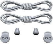 Yuvarlak, Akıllı, Kilitle, Tak-Bırak Bağcık, Yeni Nesil, Bağlamaya Gerek Olmayan Bot, Spor, Klasik Ayakkabı Bağcığı,Elastik 100 cm (2 Çift Çizgili Gri)
