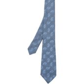 Zegna Mavi Etnik Desenli Ipek Kravat - Standart