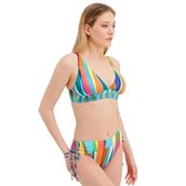 Zeki Kalın Askılı Bikini Üst, Desenli, 44 Beden, Kadın