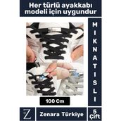 Zenara Premium Pratik Şık Klipsli Manyetik Mıknatıslı Lastikli Çocuk Ayakkabı Bağcığı 100 cm 5 Çift - Standart