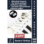 Zenara Tüm Yaşlar İçin Şık Klipsli Manyetik Lastikli Pratik Mıknatıslı Çocuk Ayakkabı Bağcığı 100 Cm-4 Çift
