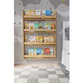 zeo wood design Montessori 4 Raflı Mdf Çocuk Kitaplığı 120*80 cm - Safir Meşe