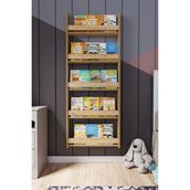 zeo wood design Montessori 5 Raflı Mdf Çocuk Kitaplığı 154*60 Cm Safir Meşe