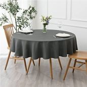 Zeren Home 150x150 cm Antrasit Sıvıya Dayanıklı Yuvarlak Dertsiz Masa Örtüsü