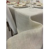 Zeren Home Keten Görünümlü Simli Gold Linen Masa Örtüsü