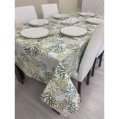 Zeren Home Sıvı Geçirmez Dertsiz Yeşil Mercan Desenli 140x240 cm Masa Örtüsü