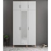 Zerka Concept Açelya Meşe Beyaz 135 cm M5 Portmanto