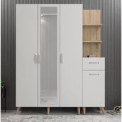 Zerka Concept Açelya Meşe Beyaz 160 cm M3 Portmanto
