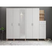 Zerka Concept Açelya Meşe Beyaz 270 cm M7 Portmanto