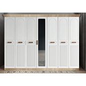 Zerka Concept Etro Membran 7 Kapaklı Meşe Beyaz 280 cm Gardrop