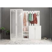 Zerka Concept Flora Aynalı Beyaz 175 cm Portmanto Vestiyer