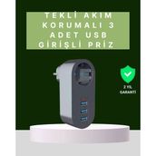 Zero Land Sptrns Termal Akım Korumalı 3 Usb'li Güvenli Priz – Akıllı Akım Dengeleme - Çok Renkli