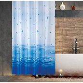 Zethome 5020 Jackline Çift Kanat Mavi Banyo Perdesi