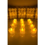 ZEYMERADE Beyaz Ledli Kına El Mumu, Düğün, Nedime, Bride, Sünnet, Led Işıklı, Tealight Mum Pilli 12 Adet