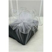 ZEYMERADE Beyaz Süsleme Tülü Gümüş Kenarlı, Bohça Çeyiz Gelin Damat Nişan Nikah Valiz Hediye Süsü 100x100cm
