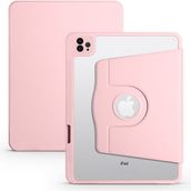 Zore Apple iPad 10.2 2021 9. Nesil Uyumlu Termik Kalem Bölmeli Dönebilen Standlı Pembe Kılıf