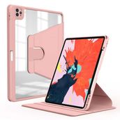 Zore Apple iPad Pro 12.9 2021 5. Nesil Uyumlu Pembe Nayn Dönebilen Standlı Kılıf