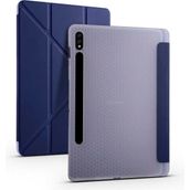 Zore Samsung Galaxy Tab S7 T870 Tri Folding Kalem Bölmeli Standlı - Lacivert Kılıf
