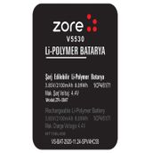 Zore Vestel Venüs 5530 A Kalite Uyumlu Batarya