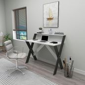 Zuesse Dizayn Iqas 50X90 cm Çalışma Masası Laptop Bilgisayar Masası Ofis Ders Yemek Çocuk Masası Antrasit - Beyaz - 90x50