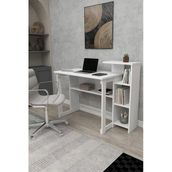 Zuesse Dizayn Lotus 5 Raflı Çalışma Masası Laptop Bilgisayar Masası Ofis Ders Yemek Çocuk Masası Beyaz