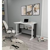 Zuesse Dizayn Vennüs 100X55 cm Kütüphaneli Geniş Çalışma Masası Laptop Bilgisayar Masası Ofis Ders Masası Beyaz - Antrasit
