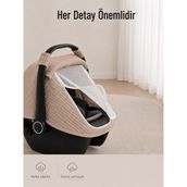 Zümra Baby %100 Organik Pamuk Müslin Puset Örtüsü Sineklikli - Bej