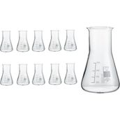Zürih Ticaret Cam Erlen 250 mL - Erlenmeyer Flask - Geniş Boyunlu Isıya Dayanıklı - 10 Adetlik Toptan Set