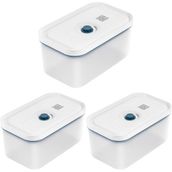 Zwilling Fresh & Save Vakumlu Saklama Kabı, M, Plastik, Yari Şeffaf-Akdeniz Mavisi 3lü paket
