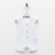 Baby Center S46366 0-3 Beyaz Dreams Jakarlı Bebek Şort Tulum