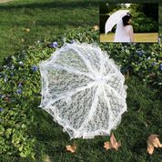 Beyaz Dantelli Gelin Damat Şemsiyesi 